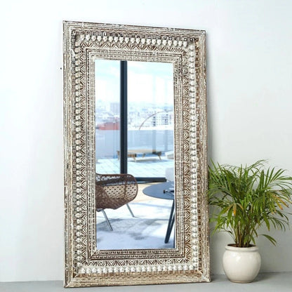 Hand Curved Antique Wooden Mirror