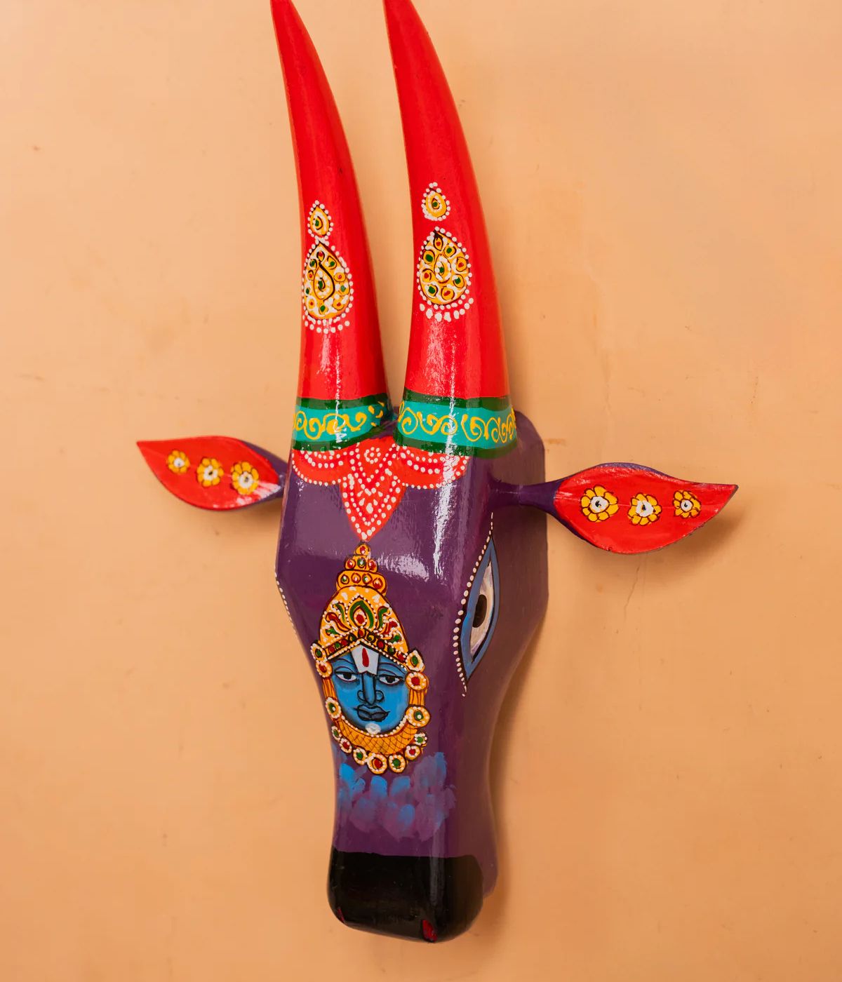 Hand Painted Cow Head red