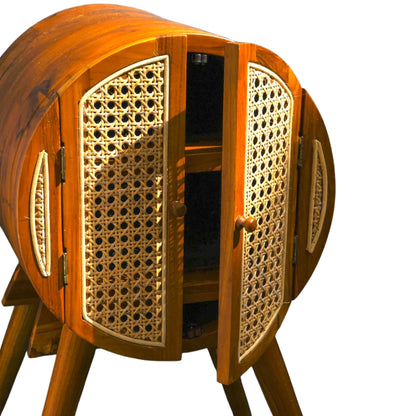 Wooden Cane Bedside Table