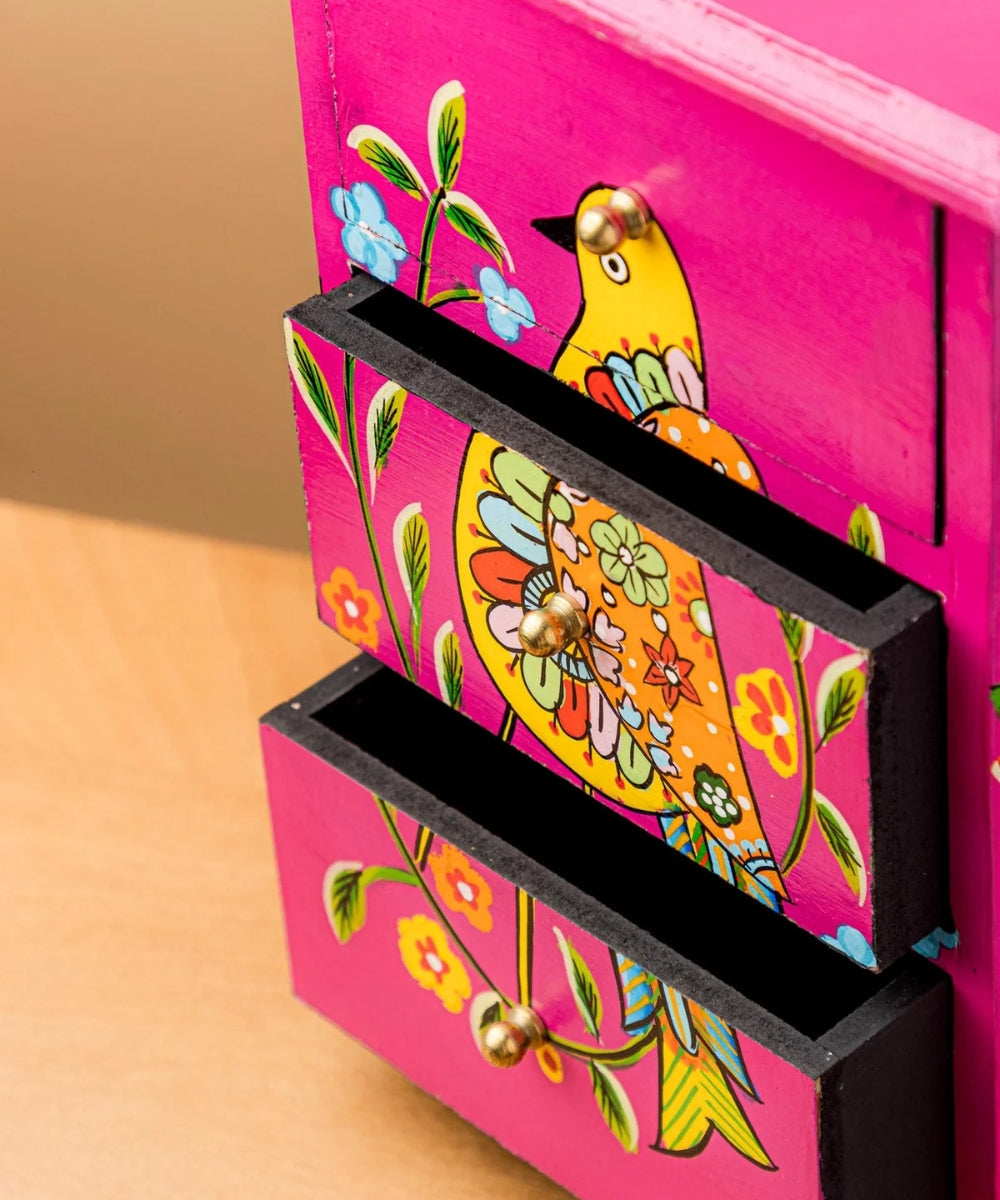 Hand Painted Wooden  3 Drawer Bedside Table