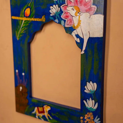 Wooden Hand Painted Photo Frame Blue