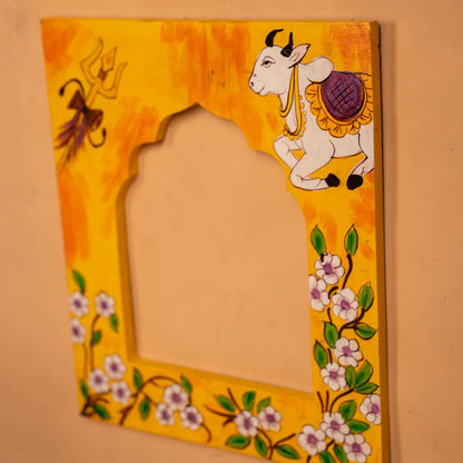 Wooden Hand Painted Photo Frame Yellow