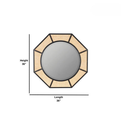 Handmade Cane Round Mirror