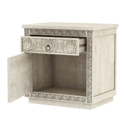 Handcurved White Bedside Furniture