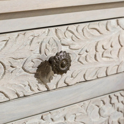 Hand-carved Antique Bedside 1 Drawer & 1 Door Furniture