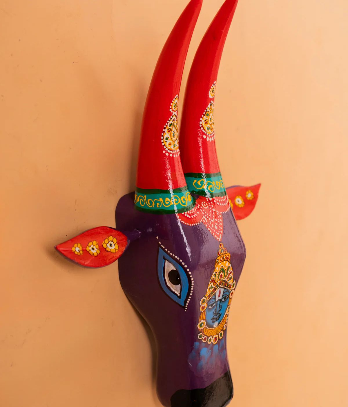 Hand Painted Cow Head red