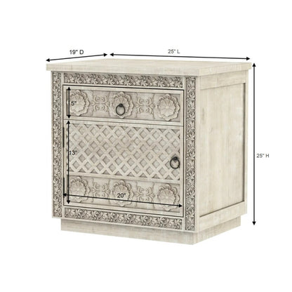 Handcurved White Bedside Furniture