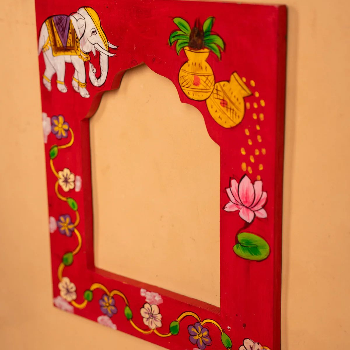Wooden Hand Painted Photo Frame Red