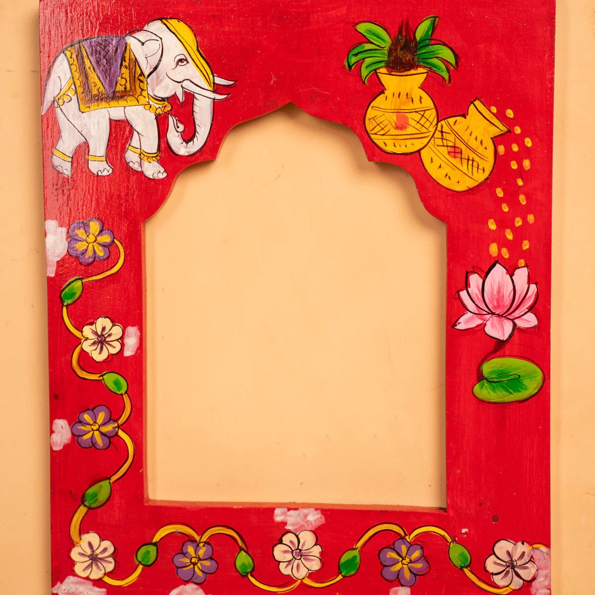 Wooden Hand Painted Photo Frame Red