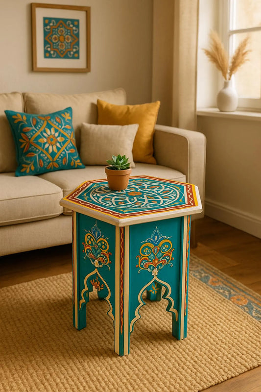 Hand-Painted Moroccan Side Table