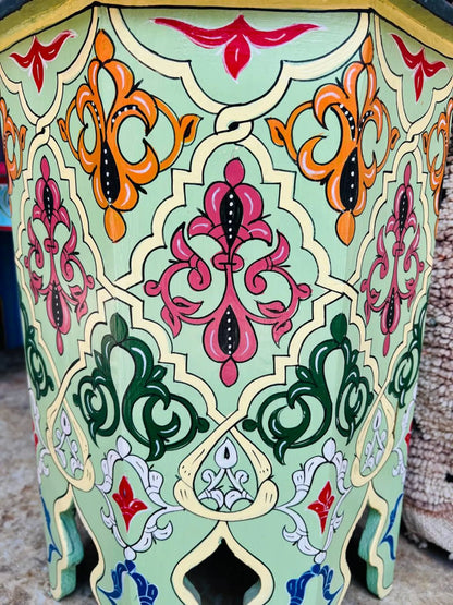 Hand-Painted Moroccan Side Table – Colorful Accent Table for Boho & Artistic Interiors